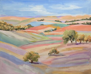 Painting titled "Pastel Horizon." by Vita Schagen, Original Artwork, Acrylic Mounted on Wood Stretcher frame