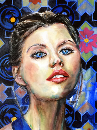 "FELICIA" başlıklı Tablo Bettina Newbery tarafından, Orijinal sanat, Petrol Karton üzerine monte edilmiş