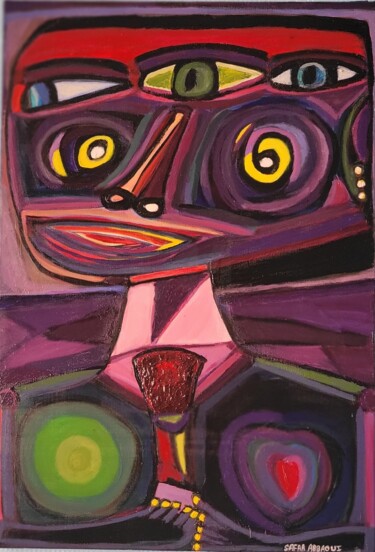 Painting titled "The third eye - Hyb…" by Safaa Abbaoui, Original Artwork, Acrylic Mounted on Wood Stretcher frame