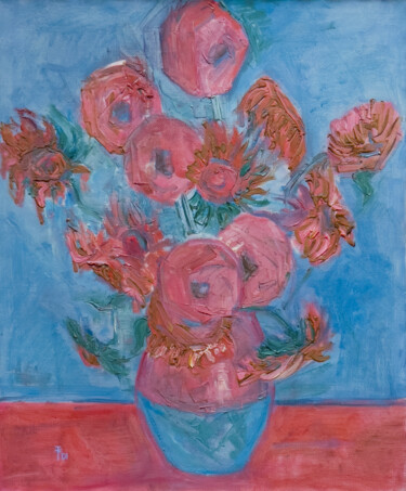 "Sunflowers in pink…" başlıklı Tablo Sasha Tovstik tarafından, Orijinal sanat, Petrol