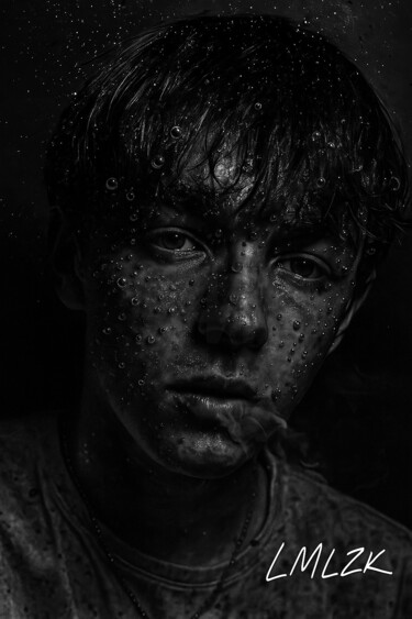 Pintura intitulada "Oeuvre noir et blan…" por Lmlzk, Obras de arte originais, Tinta