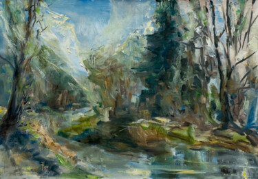 Painting titled "Vintage spring land…" by Sasha Tovstik, Original Artwork, Oil