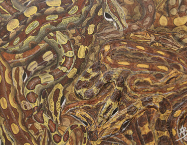 Painting titled "Tangle of Pythons" by Andrea Boscaro, Original Artwork, Acrylic Mounted on Wood Stretcher frame