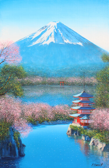 Peinture intitulée "Les cerisiers du Mo…" par Elika Dessapt, Œuvre d'art originale, Acrylique Monté sur Châssis en bois