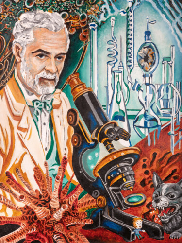 Peinture intitulée "Louis Pasteur" par Marianne Kiciak, Œuvre d'art originale, Huile