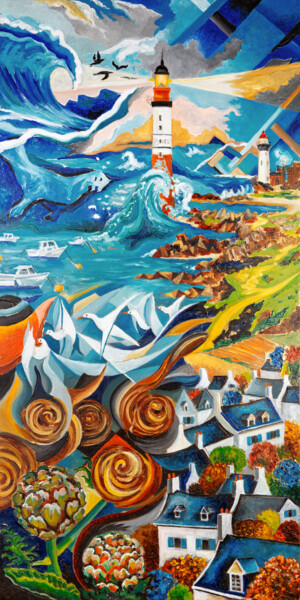 Schilderij getiteld "Finistère" door Marianne Kiciak, Origineel Kunstwerk, Olie