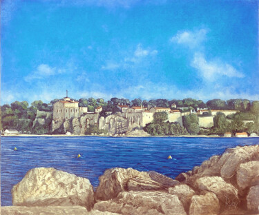 Pintura intitulada "L'ile Sainte Margue…" por Claude Ruby, Obras de arte originais, Óleo Montado em Armação em madeira