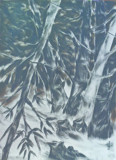 Zeichnungen mit dem Titel "Mood of Nature 9" von Pintu Biswas, Original-Kunstwerk, Kohle