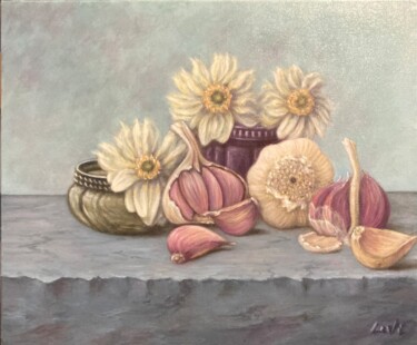 "Sensual Garlic" başlıklı Tablo Laura Vincelli tarafından, Orijinal sanat, Petrol Ahşap Sedye çerçevesi üzerine monte edilmiş