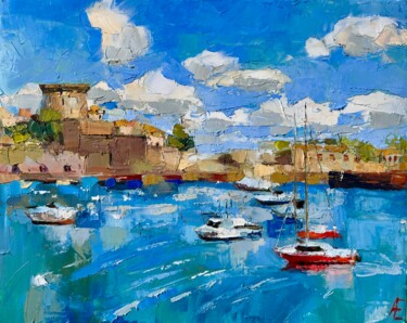 Malerei mit dem Titel "Socoa. Paysage mari…" von Elena Recondo, Original-Kunstwerk, Öl Auf Keilrahmen aus Holz montiert