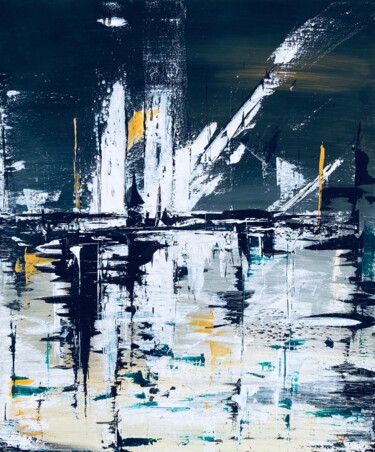 Peinture intitulée "Modern Abstract Cit…" par Yuche, Œuvre d'art originale, Acrylique