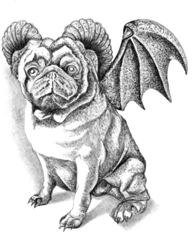 Tekening getiteld "Gargouille" door Dimitri Prévot, Origineel Kunstwerk, Grafiet