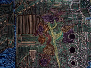 Zeichnungen mit dem Titel "Place de la Bourse_…" von Sophie Ong, Original-Kunstwerk, Kugelschreiber