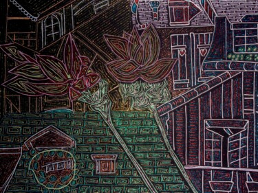 Zeichnungen mit dem Titel "Quartier Latin _750…" von Sophie Ong, Original-Kunstwerk, Kugelschreiber