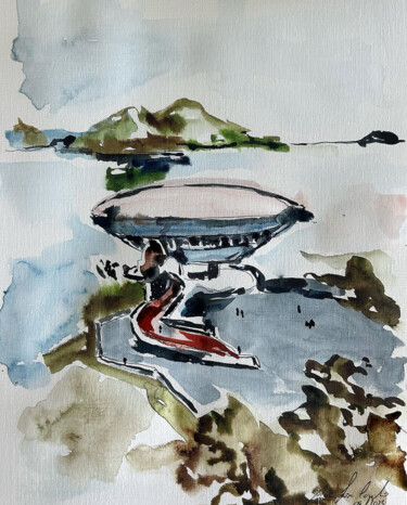 Painting titled "Museu de Arte Conte…" by Ana Luisa Capelo, Original Artwork, Watercolor