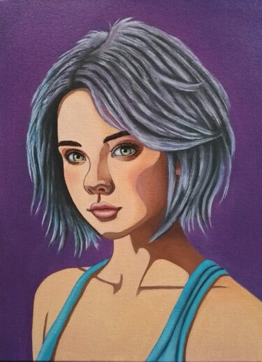 绘画 标题为“peinture de portrai…” 由Steivan Loundou, 原创艺术品, 油 安装在木质担架架上