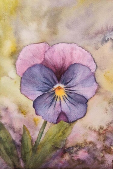 Painting titled "Tender Violet" by Hanna Samoilenko, Original Artwork, Watercolor