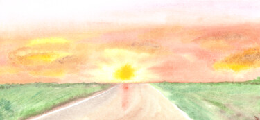 Painting titled "Road" by Stasy Vo, Original Artwork, Watercolor