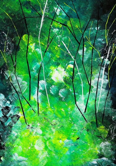 Painting titled "Forêt Ivre" by Emmanuelle Donzé, Original Artwork, Acrylic
