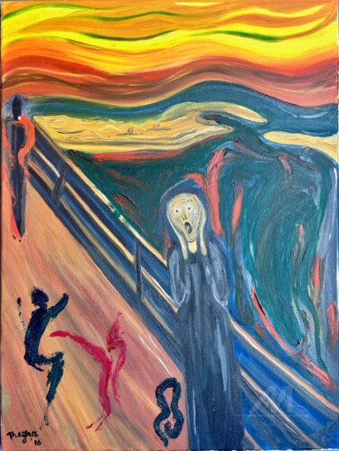 Painting titled "An Echo of The Scre…" by Thegna Mavroconstanti, Original Artwork, Oil