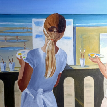 Painting titled "éclat de couleurs s…" by Colette Jurquet, Original Artwork, Oil Mounted on Wood Stretcher frame