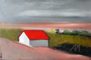 Painting titled "Le Saint-Laurent" by Alliet-Delacroix, Original Artwork, Oil Mounted on Wood Stretcher frame