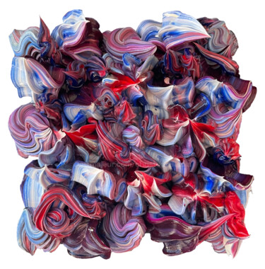 Painting titled "Blue white and red…" by Christophe Sola, Original Artwork, Oil Mounted on Wood Stretcher frame