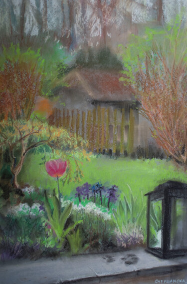 Tekening getiteld "First Spring Flowers" door Iryna Cheplianska, Origineel Kunstwerk, Pastel