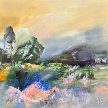 Peinture intitulée "L'or du vert" par Muriel Cayet, Œuvre d'art originale, Acrylique Monté sur Châssis en bois