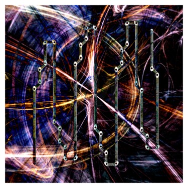 Digital Arts titled "Chantier" by Lacilha, Original Artwork, Digital Painting Mounted on Plexiglass