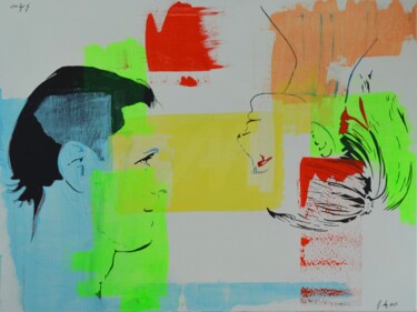 Painting titled "Respekt" by Goswin Houy, Original Artwork, Acrylic Mounted on Wood Stretcher frame