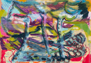 Painting titled "Abstract Landscape…" by Evgeniya Minina Zhemi, Original Artwork, Pastel