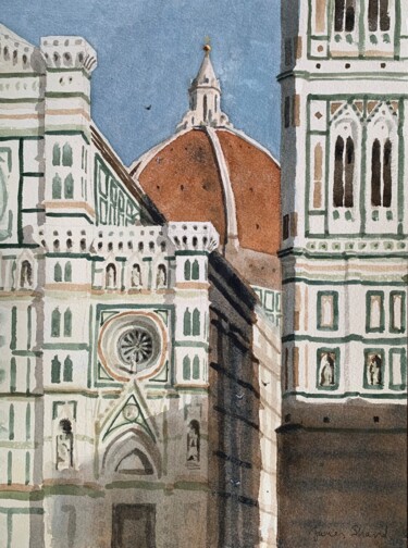 "The Duomo with pige…" başlıklı Tablo James Shand tarafından, Orijinal sanat, Suluboya