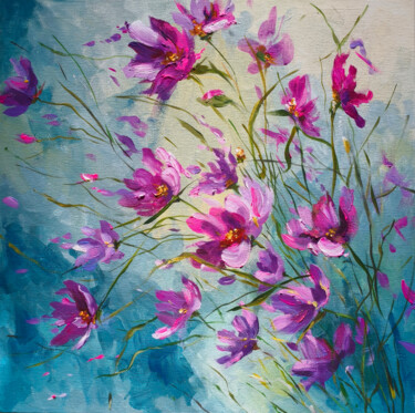 Pintura intitulada "Flowers Dancing in…" por Ani Voronich, Obras de arte originais, Acrílico Montado em Cartão