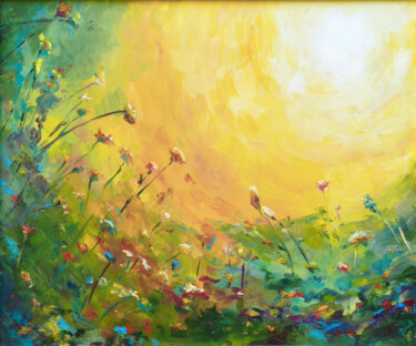 Painting titled "Blessing of the Sun…" by Ani Voronich, Original Artwork, Oil Mounted on Wood Stretcher frame