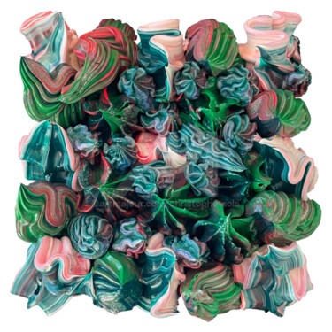 Peinture intitulée "Green 1 10x10 2024" par Christophe Sola, Œuvre d'art originale, Huile Monté sur Châssis en bois