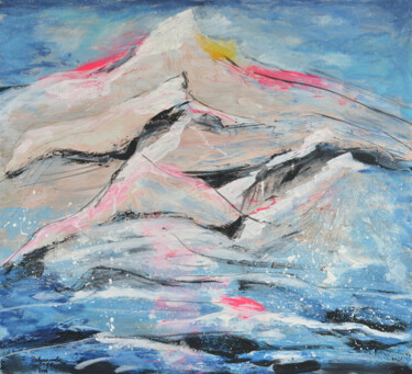 Peinture intitulée "White mountains on…" par Olga Gerasimova (GOASH), Œuvre d'art originale, Acrylique