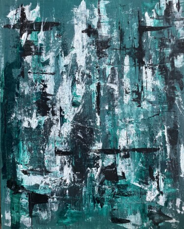 Painting titled "Modern Abstract Exp…" by Yuche, Original Artwork, Acrylic Mounted on Wood Stretcher frame