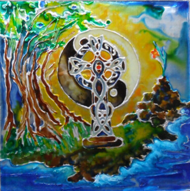 "The Celtic Cross –…" başlıklı Tablo Olga Milova tarafından, Orijinal sanat, Vitray boyama Karton üzerine monte edilmiş