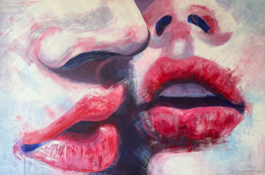 Painting titled "Bacio di Cesare e C…" by Anfissa Vassé, Original Artwork, Acrylic Mounted on Wood Stretcher frame