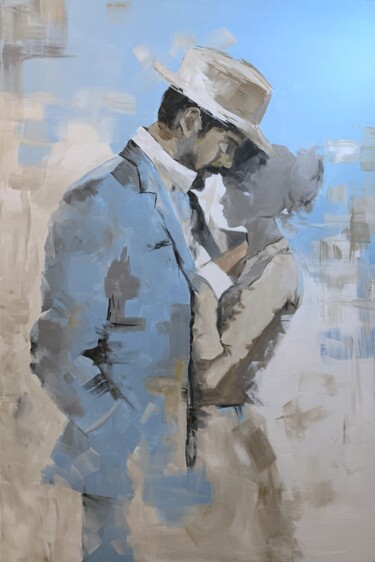 Painting titled "A Moment's Embrace." by Vita Schagen, Original Artwork, Acrylic Mounted on Wood Stretcher frame