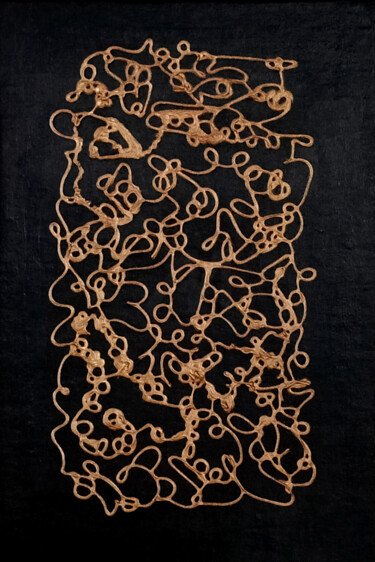 Painting titled "Thread of Thoughts 1" by Lidiia Bobysheva, Original Artwork, Acrylic Mounted on Cardboard