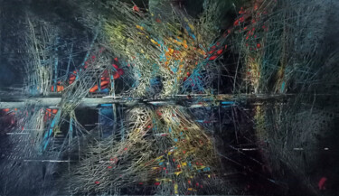 Картина под названием "Night shores.  Ночн…" - Uladzimir Skryhanau, Подлинное произведение искусства, Акрил Установлен на Де…