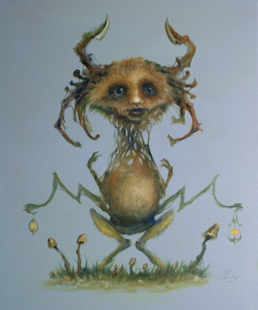 Ζωγραφική με τίτλο "Madame Mycélium" από Ed Schaap, Αυθεντικά έργα τέχνης, Λάδι