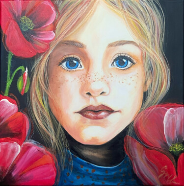Ζωγραφική με τίτλο "Porträt Mädchen mit…" από Tatjana Greb, Αυθεντικά έργα τέχνης, Ακρυλικό