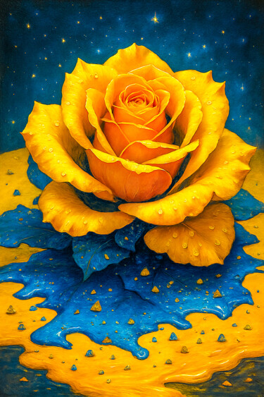 Arts numériques intitulée "Rose Jaune De Cathe…" par Mr Patrice, Œuvre d'art originale, Peinture numérique