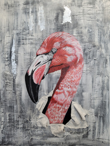 Картина под названием "Flamingo:  The Obse…" - Наталья Поповцева, Подлинное произведение искусства, Акрил