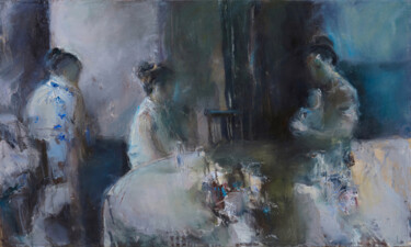 Painting titled "Four Generations" by Zakhar Shevchuk, Original Artwork, Oil Mounted on Wood Stretcher frame