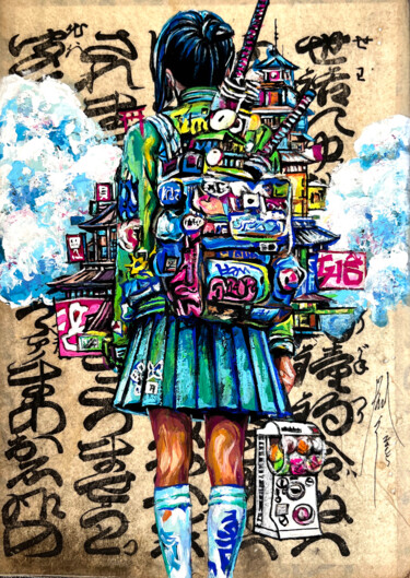 "Samurai Girl #1" başlıklı Tablo Pavel Sipkin (PAVS) tarafından, Orijinal sanat, Akrilik