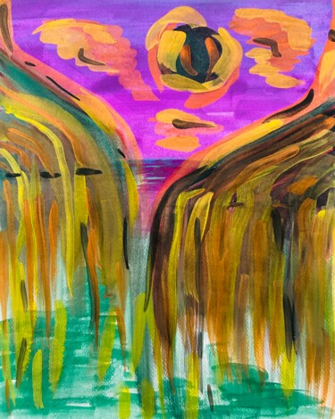 "Sea Sunset Abstract…" başlıklı Tablo Violeta Allaberdieva tarafından, Orijinal sanat, Suluboya